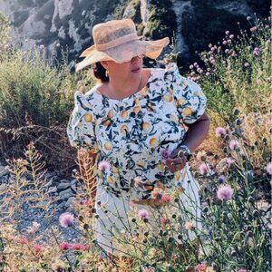 sz L Anthropologie Maeve Bow-Back Swing Blouse